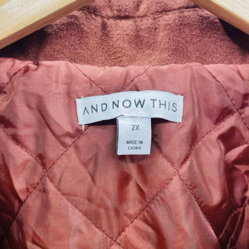 And Now This Womens Plus Size 2X Dropped-Shoulder Bomber Jacket Sonoma Brick 330 - Picture 5 of 7